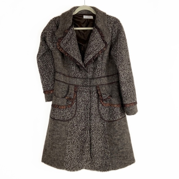 Christopher & Banks Jackets & Blazers - Christopher Banks copper brown wool blend snap closure pea coat trench coat